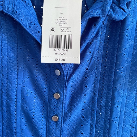 Kim Rogers NWT Ollie Blue Top. Size L - Picture 6 of 6